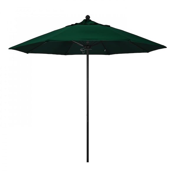 California Umbrella 9' Black Aluminum Market Patio Umbrella, Sunbrella Forest Green 194061335345 - main